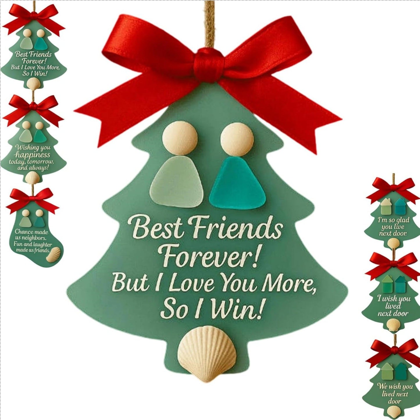 🎄✨ Heartfelt Sea Glass Christmas Ornaments